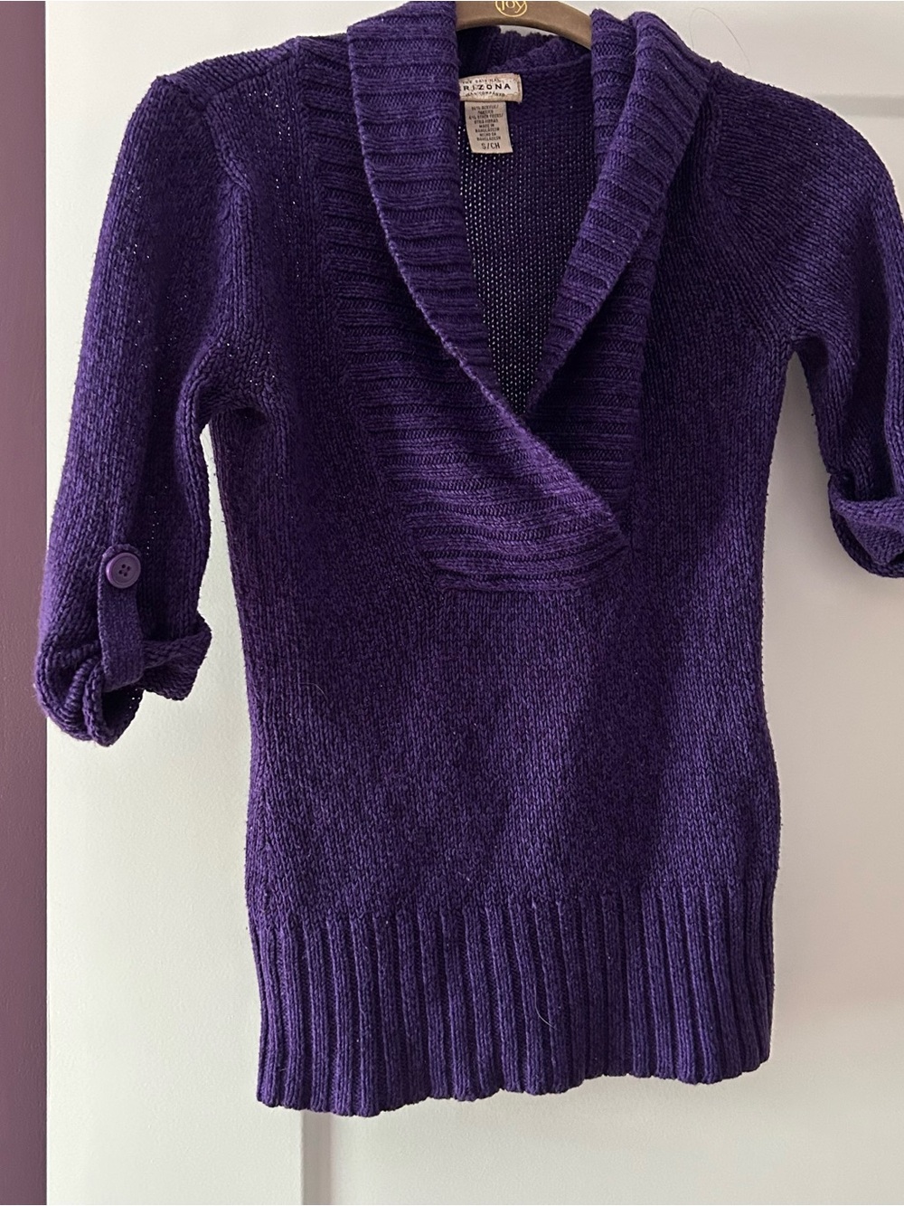 Y2K Arizona Purple Short Sleeve Knit Sweater Preppy Top Office S